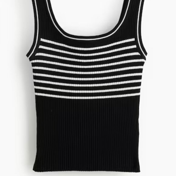H&M Rib Knit Tank Top Black/White Stripe - Picture 2 of 5